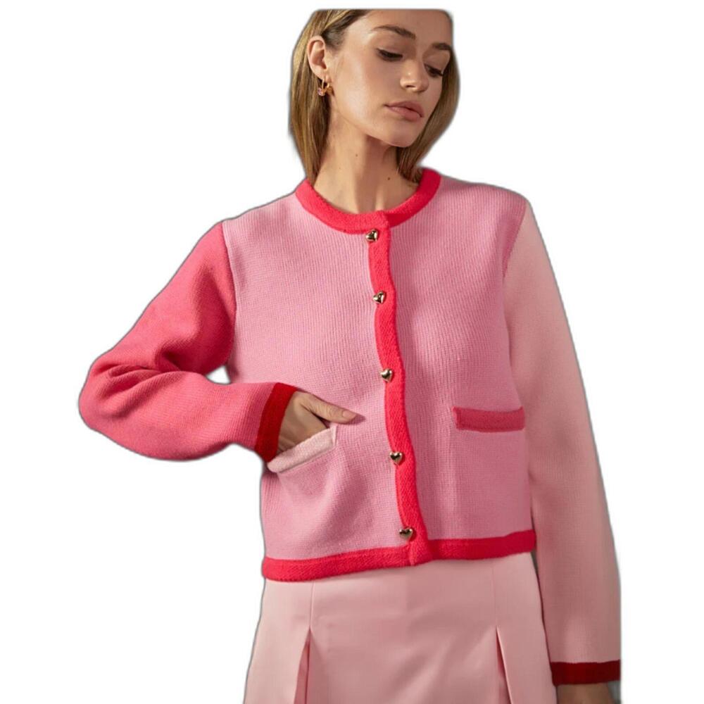 English Factory Pink Colorblock Sweater